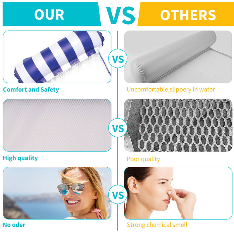 Swimming Pool Float Hammock Multi-Purpose Inflatable Lounge Bed (Dark Blue)