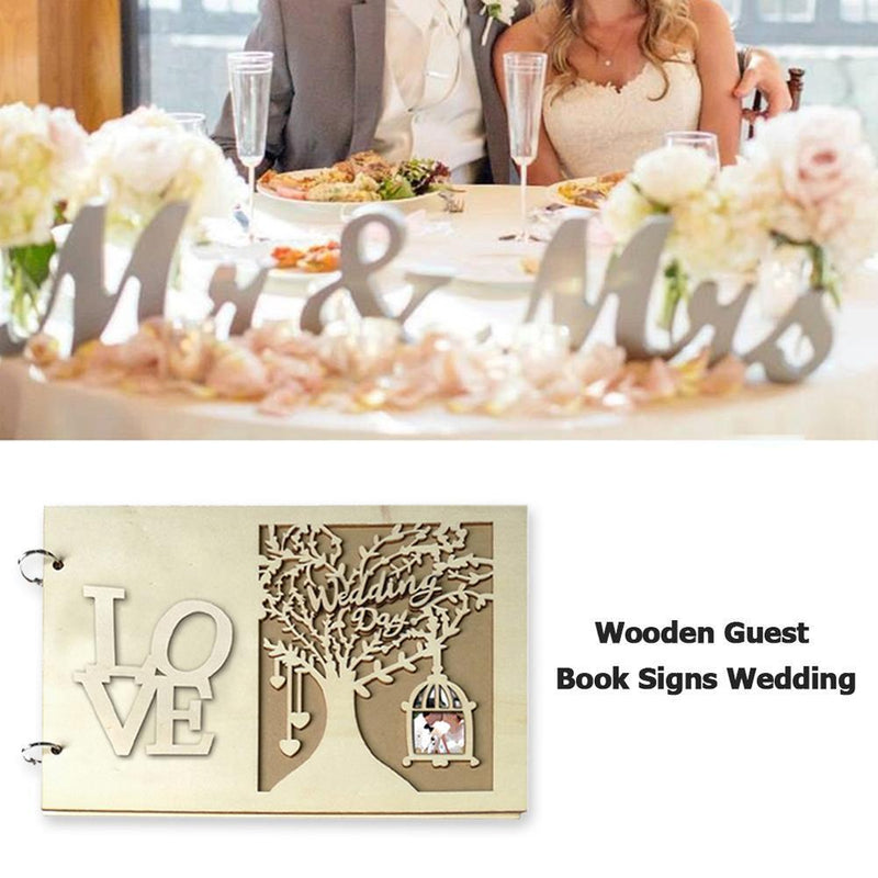 Wedding Guest Book Wooden Heart Hollow Engagement Guestbook Name Sign Board