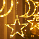 3.5m Star Moon Curtain Fairy Lights 8 Modes Garland Indoor Lamps (Warm)