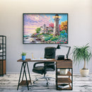 5D DIY Full Round Drill Diamond Painting Beach House Lighthouse Drawing