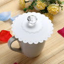 Lace Silicone Diamond Cup Lid Thermal Insulation Cup Cover (White)