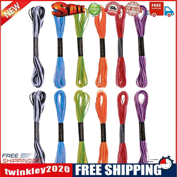 12pcs Durable Polyester Dyeing Line Sewing Cross Stitch Embroidery Threads