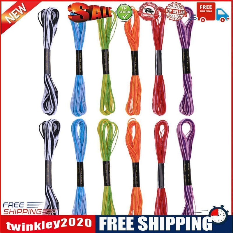 12pcs Durable Polyester Dyeing Line Sewing Cross Stitch Embroidery Threads