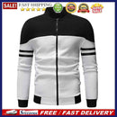 Men Teenager Boy Spring Autumn Long-Sleeves Cardigan Stripe Zipper Sweatershi