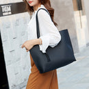 Fashion Women PU Solid Color 2pcs Composite Bags Large Tassel Tote Shoulder Bag