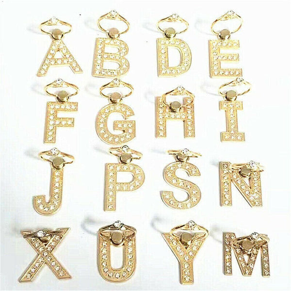 Diamond Luxury 360 Rotation Finger Ring Holder Letter Phone Stand Car Bracket
