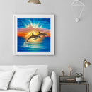 Jumping Dolphin Full Round Drill DIY Mosaic Diamond Painting Rhinestone Decor