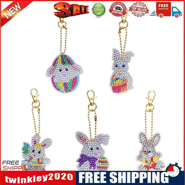 Rabbit Diamond Painting Keychain DIY Crystal Drill Key Ring Pendant (YS022)