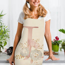Flower L Printed Linen Apron Waterproof Kitchen Cooking Bibs (68x55cm)