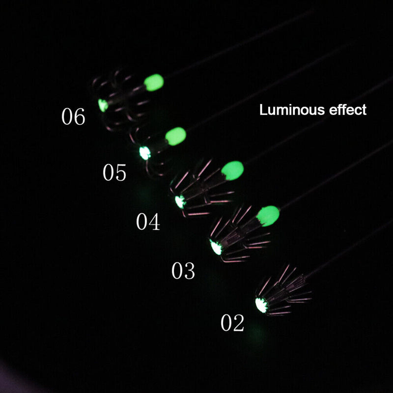 10pcs Double-Layer Umbrella Squid Hooks Glow in Dark Octopus Hook (4 Size) Newly