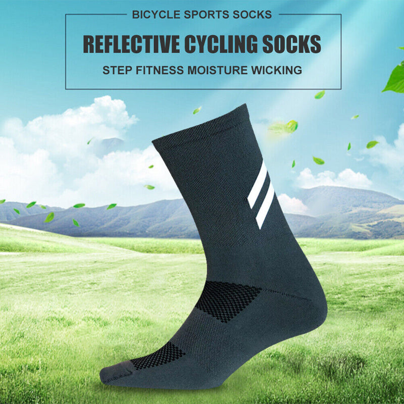 Bike Reflective Socks Moisture Wicking Sweat Absorption Night Riding Socks Ly