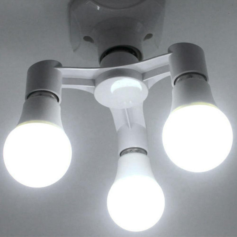 3PC 3 in 1/4 in 1/5 in 1 E27 to E27 Base Socket Splitter LED Light Lamp (B)