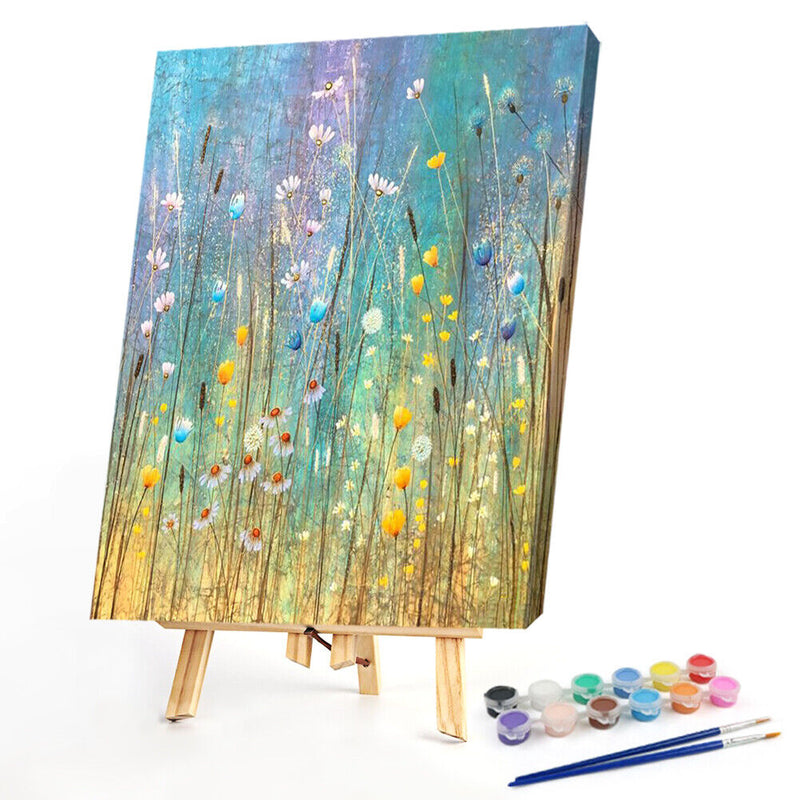 Oil Paint By Numbers Long Stemmed Flowers Hand Painted Drawing DIY Set No Frame
