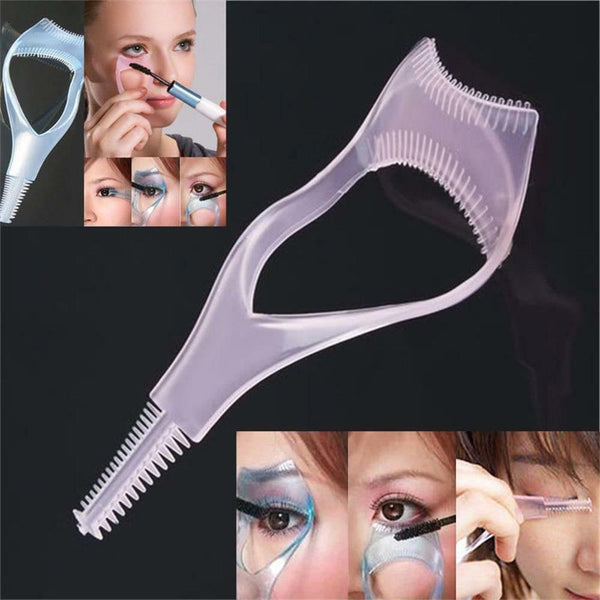 Women 3-In-1 Eyelash Comb Template Make Up Brush Mascara Shield Applicator Tool
