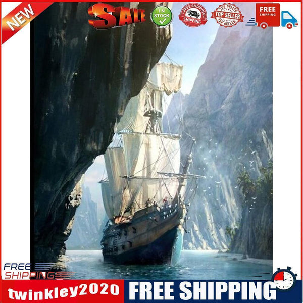 Hand Painted on Canvas DIY Boat Oil Paint By Numbers Art Drawing Kit Craft