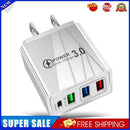 3 USB Fast Charger 3.1A PD Type-C Wall Power Adapter for Phone (White US)