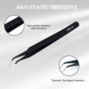 Stainless Steel Tweezers Precision Curved Pointed Tip for Eyelash (Black)