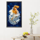 Quiet Goldfish Needlework 11CT Art Stamp Canvas DIY Wall Decor Cross Stitch K