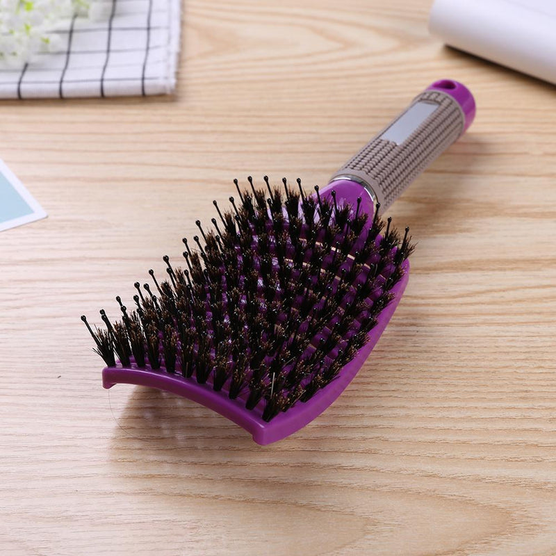 Scalp Massage Bristle Hair Comb Curly Straight Anti Static Hairbrush(Purple