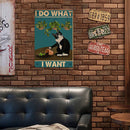 Retro Iron Painting Black Cat Overturning Flowerpot Wall Art Poster (20x30cm)