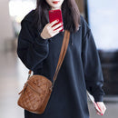 Retro Women PU Solid Tote Casual Messenger Bag Lattice Multi-pocket Zipper Purse