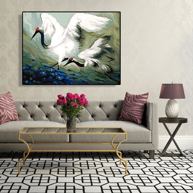 DIY Digital Oil Painting By Numbers Kits Flying Crane Canvas Room Decoration