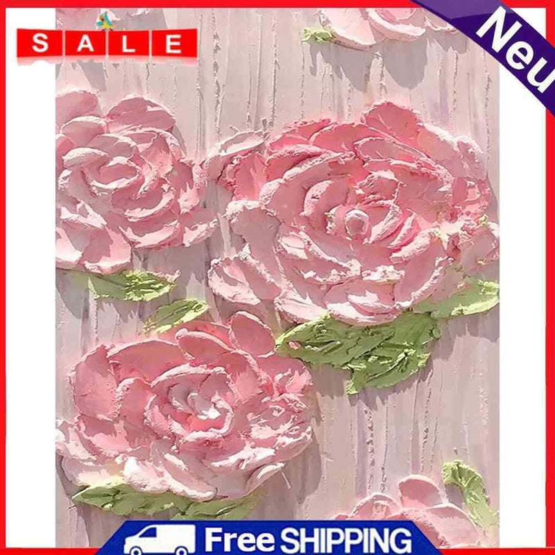 DIY Digital Picture Pink Flowers Frameless Oil Painting By Number Handicraft