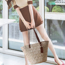 Women Beach Woven Shoulder Bag Holiday Totes Travel Bucket Straw Handbags