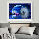 5D DIY Round Drill Diamond Painting Night Wolf Cross Stitch Embroidery Kit Newly