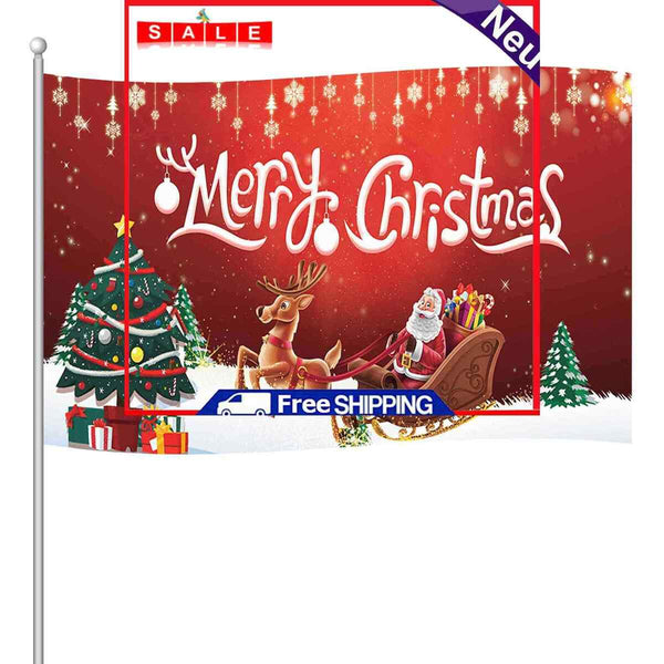 Christmas Flag - Foldable Vivid Color Merry Christmas Flag with Metal Grommets