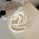 Women Warm Plush Heart Pattern Handbags Large Shoulder Bag (A White)
