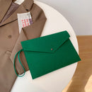 Women Felt Solid Color Envelop Bag Large Capacity Clutch Bags (Green)