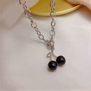 Gothic Stainless Steel Punk Hip Hop Cherry Pendant Necklace Clavicle Chain