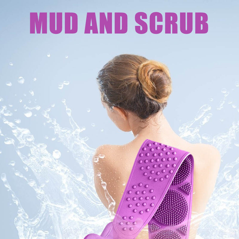 Double-side Silicone Bath Brush Wash Scrub Massage Shower Scrubber (Purple)