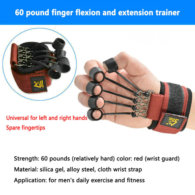 Finger Flexion Extension Training Device Strength Trainer (Red 60 Pound)
