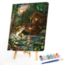 Cabin River Fish Canvas Paint By Numbers Oil Hand Painted Home Drawing Kit