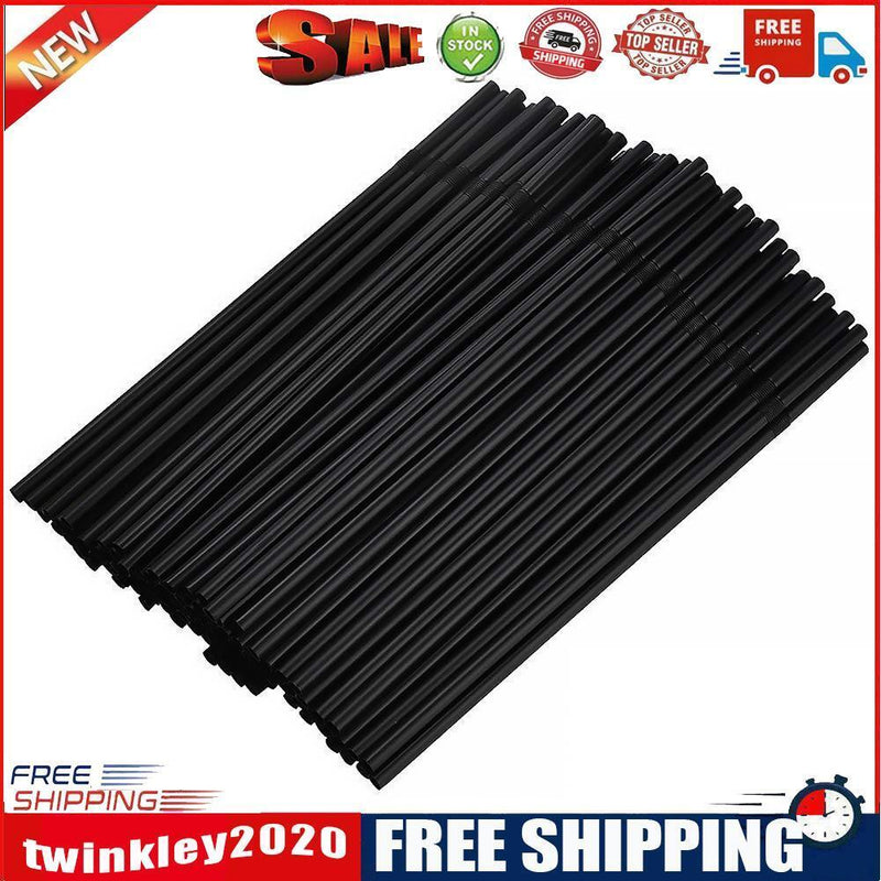 3XDrinking Straws Stripe Colourful Plastic Drinking Straws (100 Pack Black)