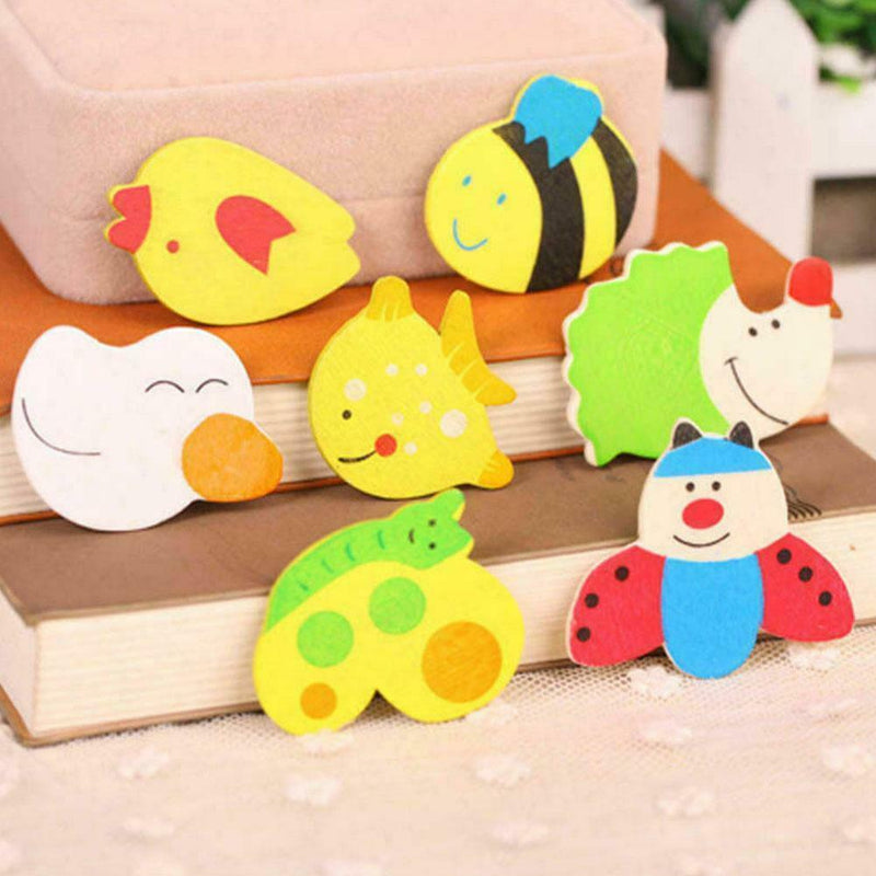 12PCS Wood Cute Fridge Magnet Alphabet Animal Early Educational Baby Kids I0C6