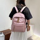 Preppy Style Women Pure Color Knapsack School Travel Large Backpack (Pink)