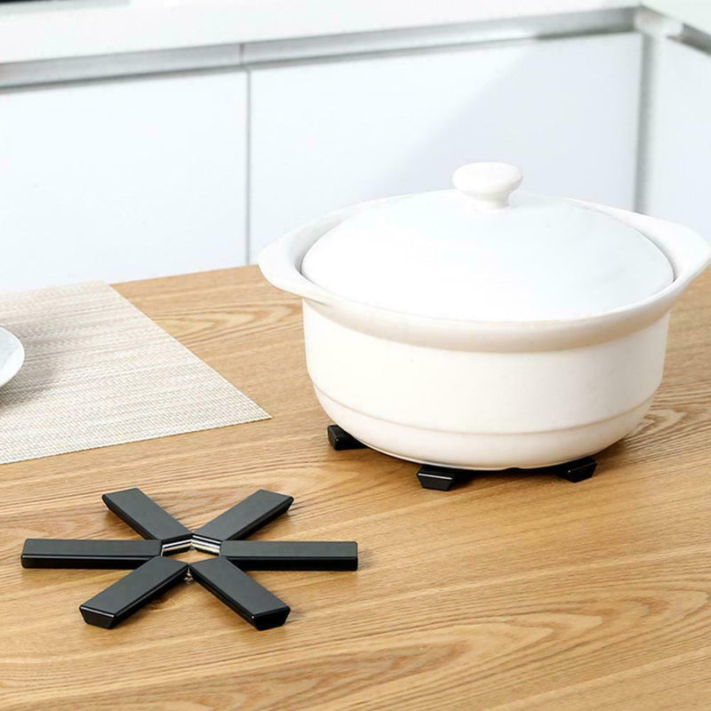 Black Foldable Non-slip Heat Resistant Pad Trivet Pan Kitchen Mat Holder T9F6
