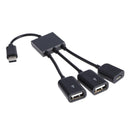 2 x USB-A/F + Micro USB Female to Micro USB Male Extender Cable OTG Hub
