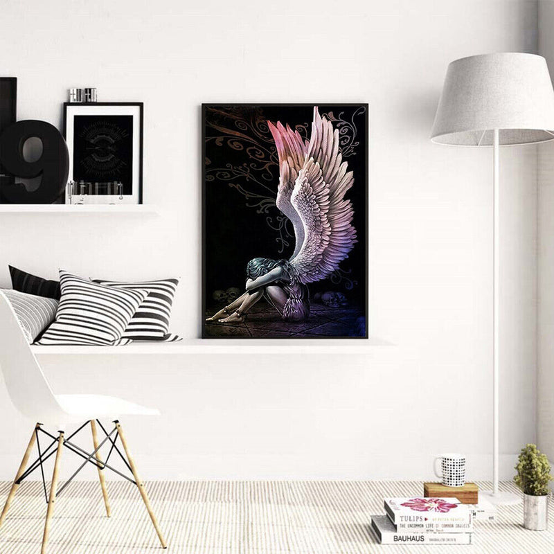 5D Kit Rhinestone Picture DIY Angel with Wings Full Round Drill Diamond Painting