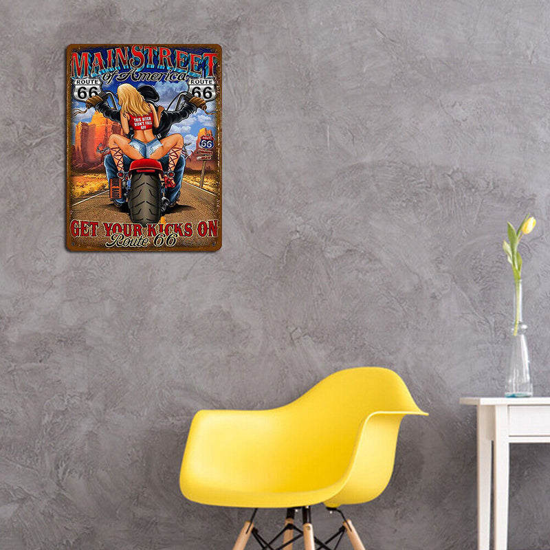 Tin Plates Wall Signs Retro Painting Back Seat Sexy Girl Metal Poster for Bar