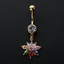 Personalized Flower Delicate Zircon Navel Umbilical Belly Ring (Colorful)