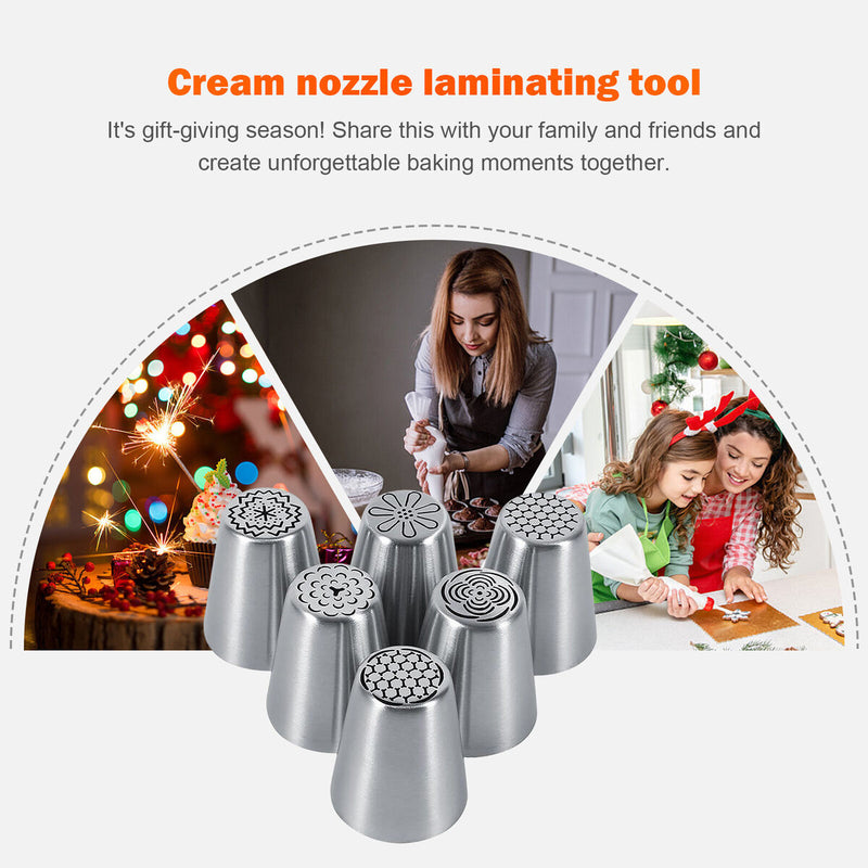 Piping Tips Set - 6PCS Icing Piping Tip Nozzles for Cake Sugarcraft Decorating