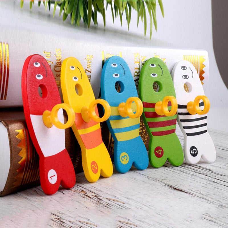 Colorful Wooden Fishing Digital Game Baby Kids Column Blocks Cartoon Toys