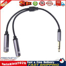 6.35mm Stereo Plug Male to Dual 6.35mm Jack Female Y Splitter Audio Cable Newly
