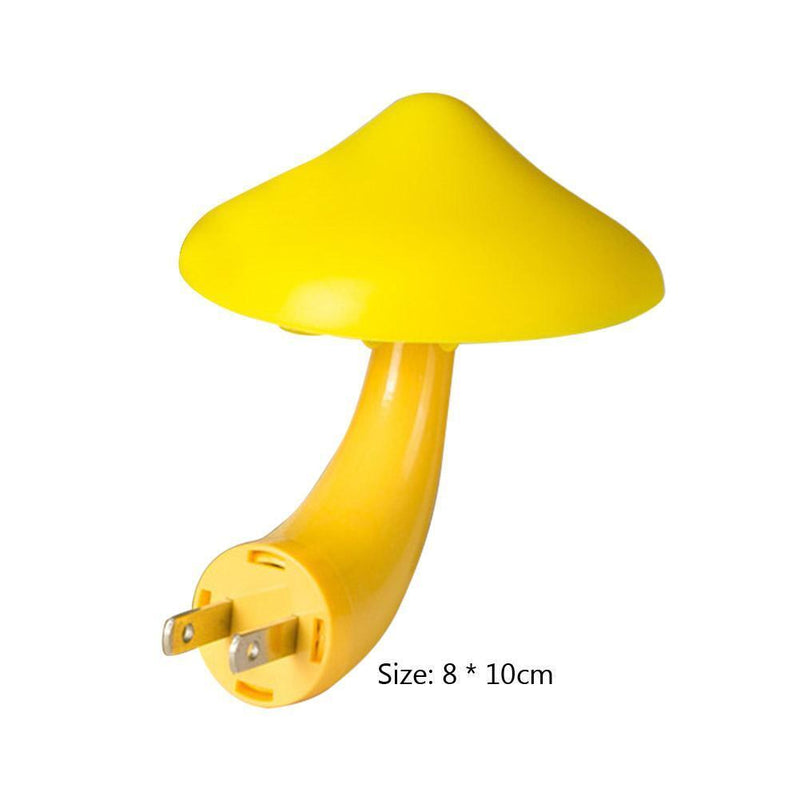 Mushroom Night Light Decor Light-control Sensor Wall Socket Lamp for Room (EU)