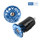 2pcs MTB Handlebar End Plugs Aluminum Alloy Road Bike Handle Grips (Blue)