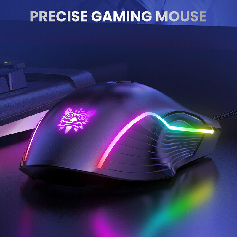 ONIKUMA CW905 USB Wired Mouse Non-Slip 6-Gear Adjustable RGB Mouse (Black)